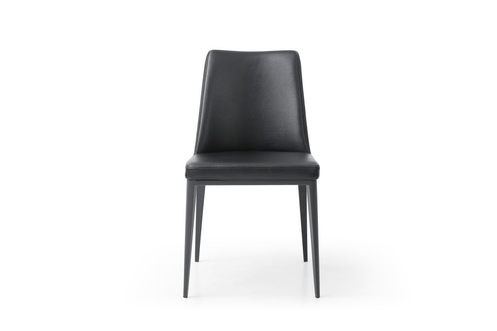 Black Faux Leather Metal Dining Parsons Chair D6308