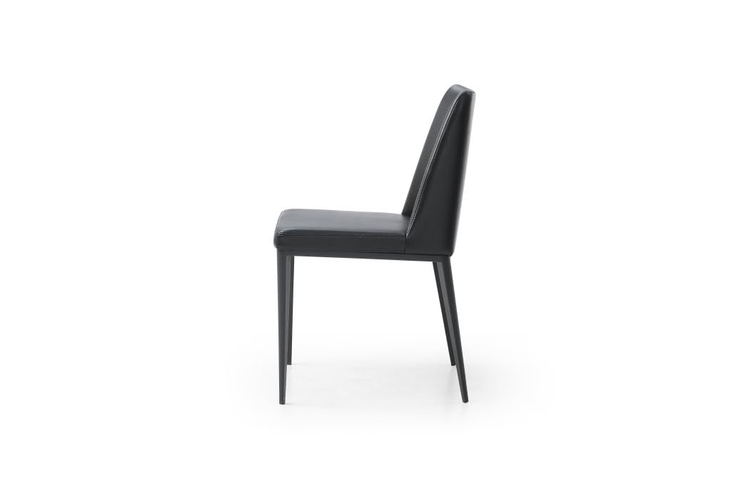 Black Faux Leather Metal Dining Parsons Chair D6308
