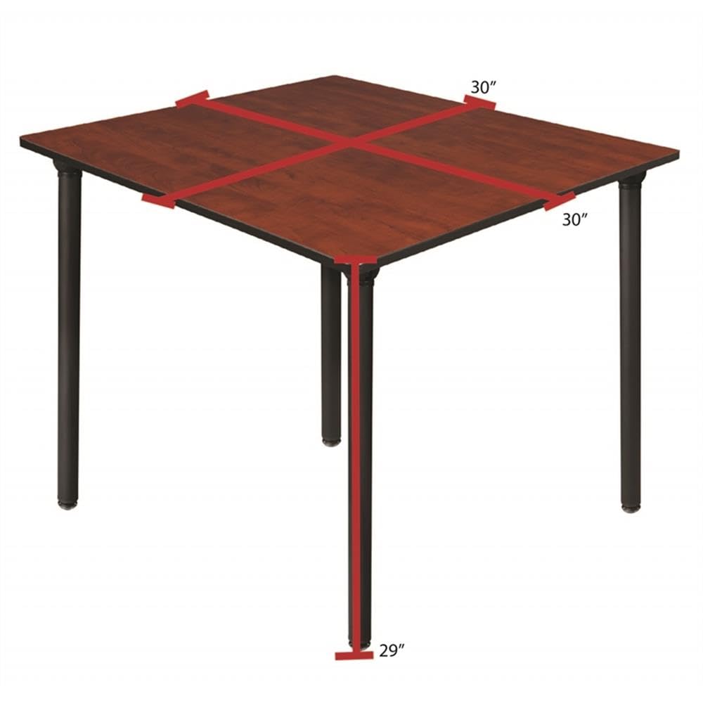 30" Square Folding Breakroom Table Reversible Cherry Maple Top Black Steel Legs X4714