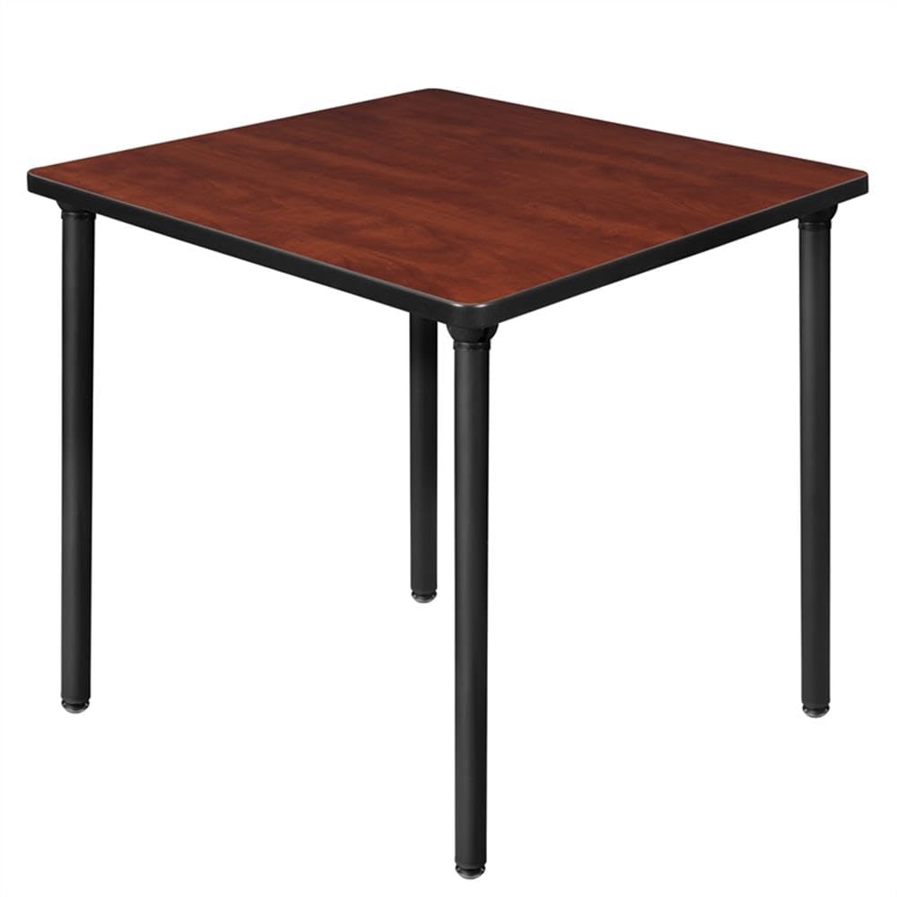 30" Square Folding Breakroom Table Reversible Cherry Maple Top Black Steel Legs X4714