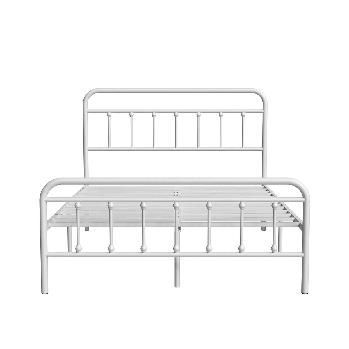 White Metal Full Size Bed Frame with Headboard and Footboard N432679
