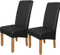 Waterproof Stretch Leather Dining Chair Covers Set of 6 Black E10997