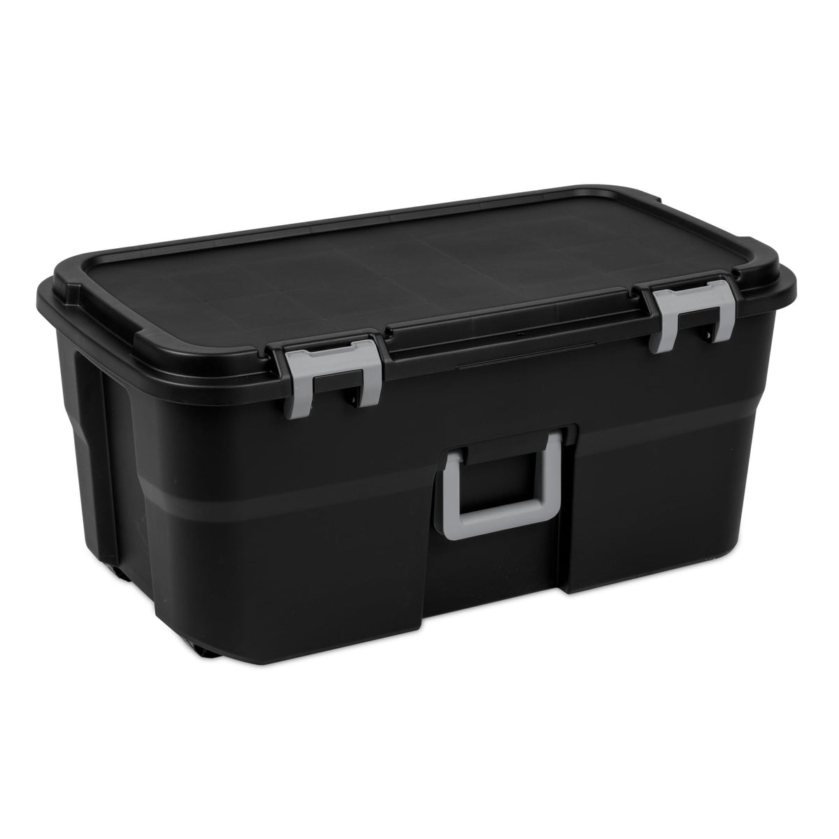 22 Gallon Black Wheeled Plastic Storage Trunk with Lockable Lid P78196