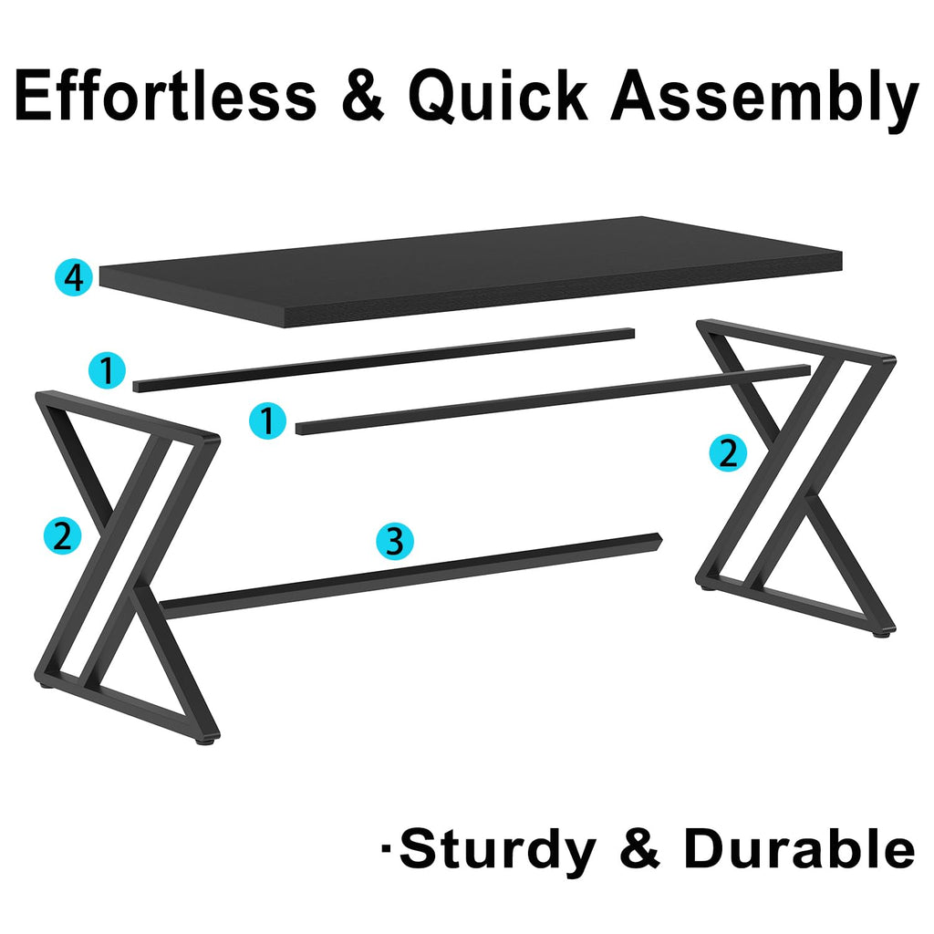 Black 47 Inch Metal and Wood Computer Desk X947590