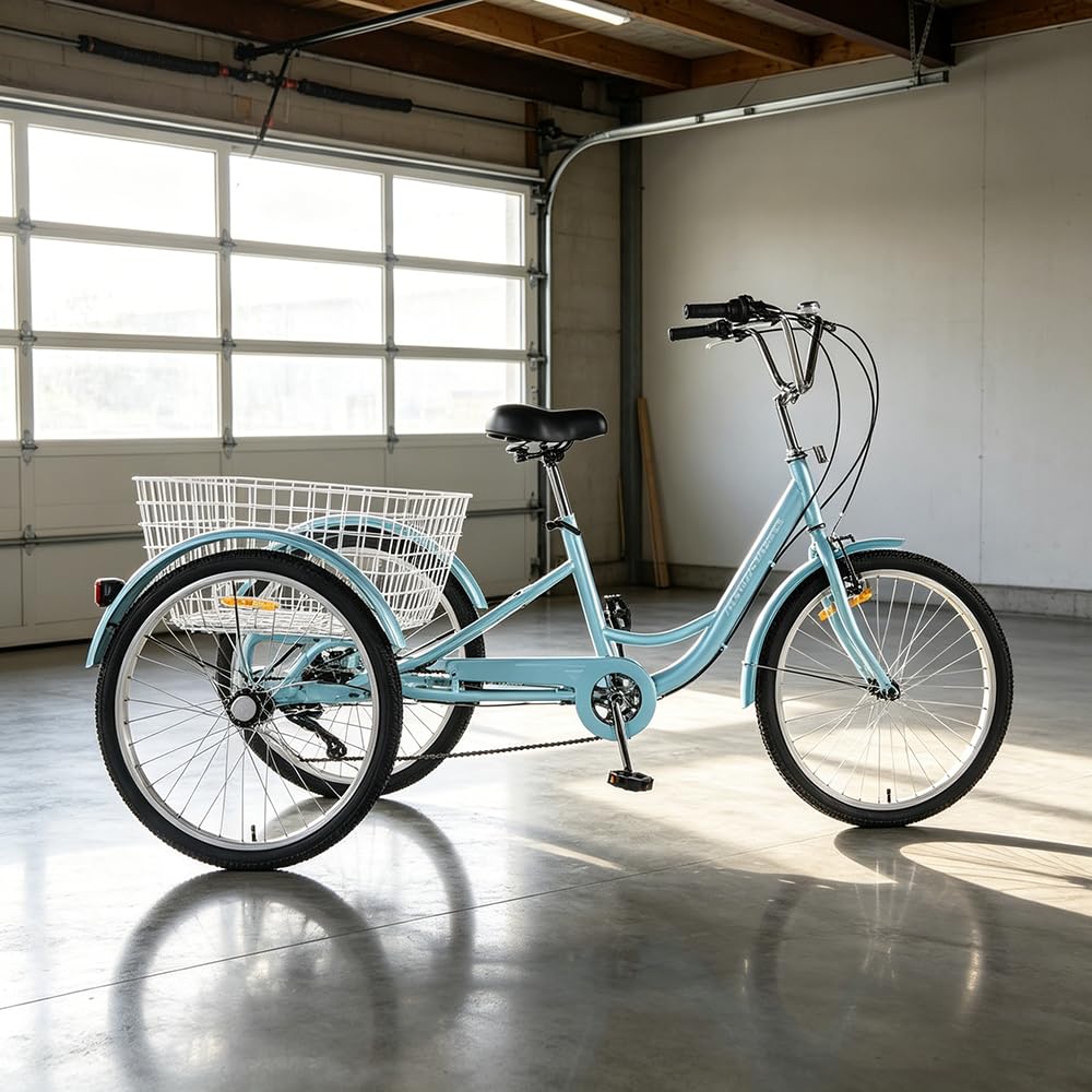 24 Inch 7 Speed Adult Tricycle with Rear Basket N4299