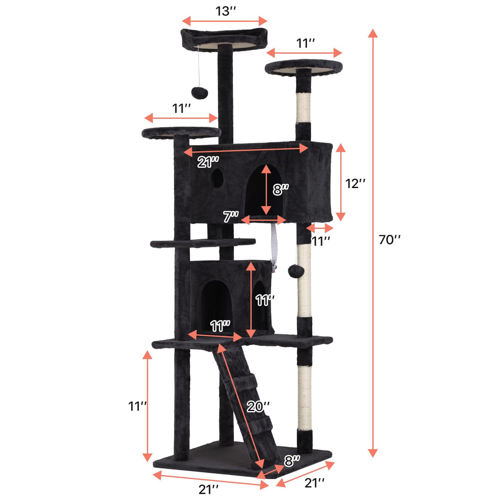 Dark Grey Multi-Level Cat Tree with Scratching Post K574
