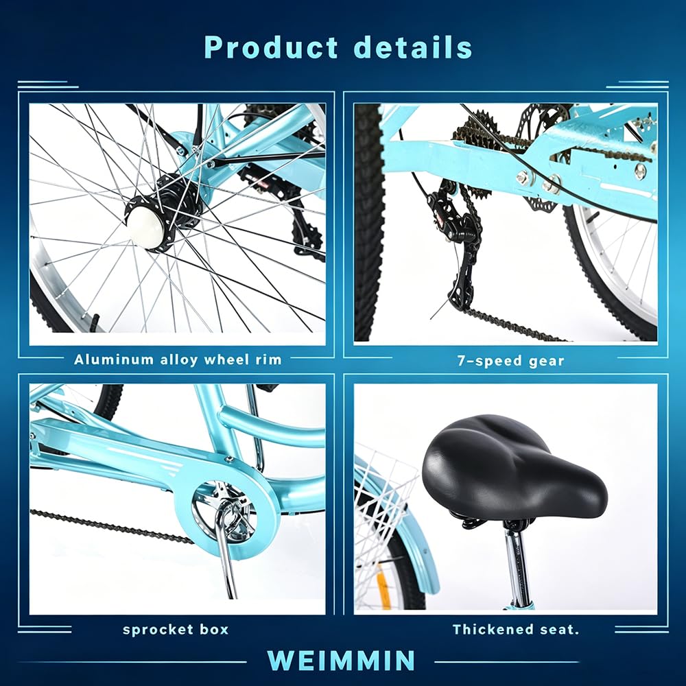 24 Inch 7 Speed Adult Tricycle with Rear Basket N4299