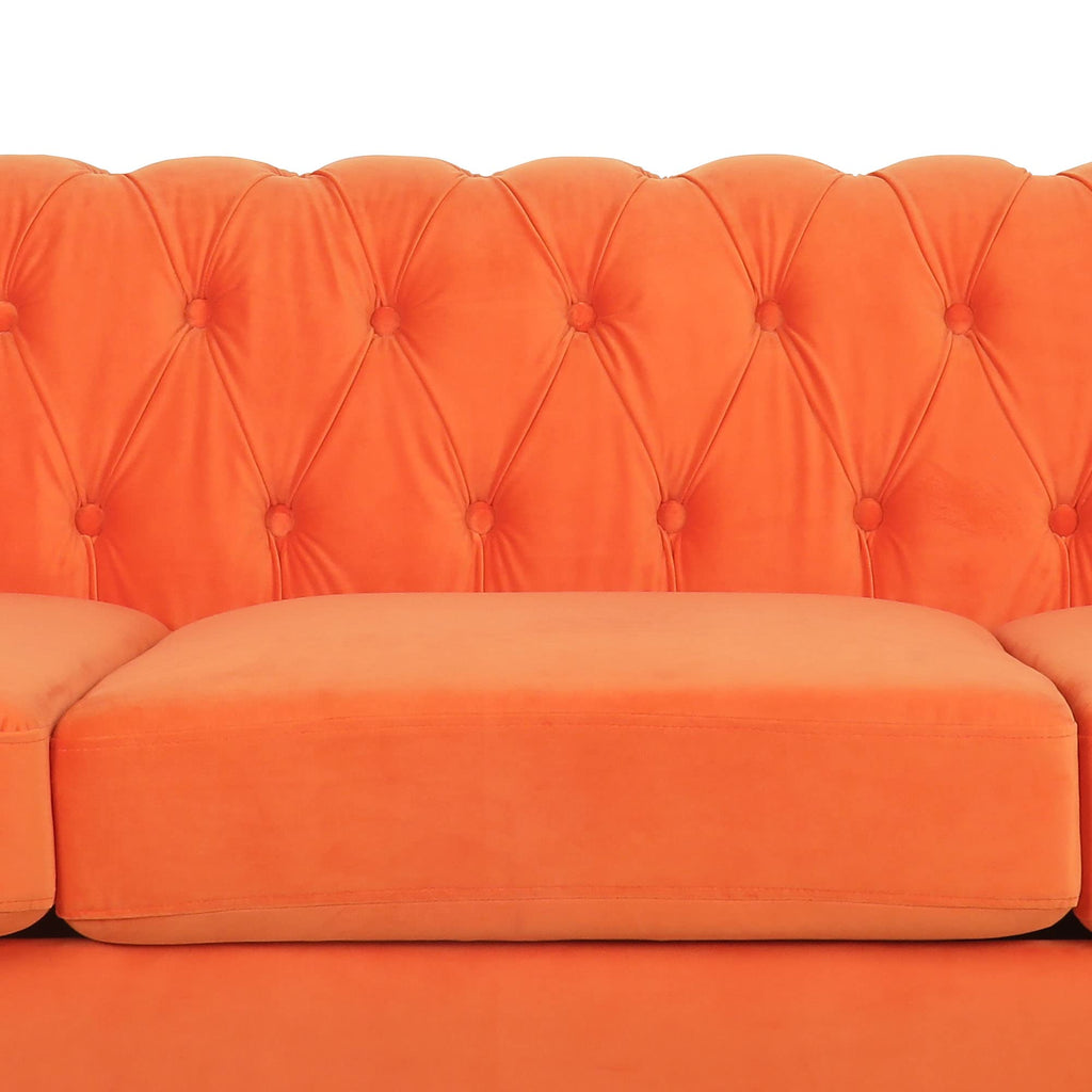 Orange Velvet 3 Seat Sofa Z41100