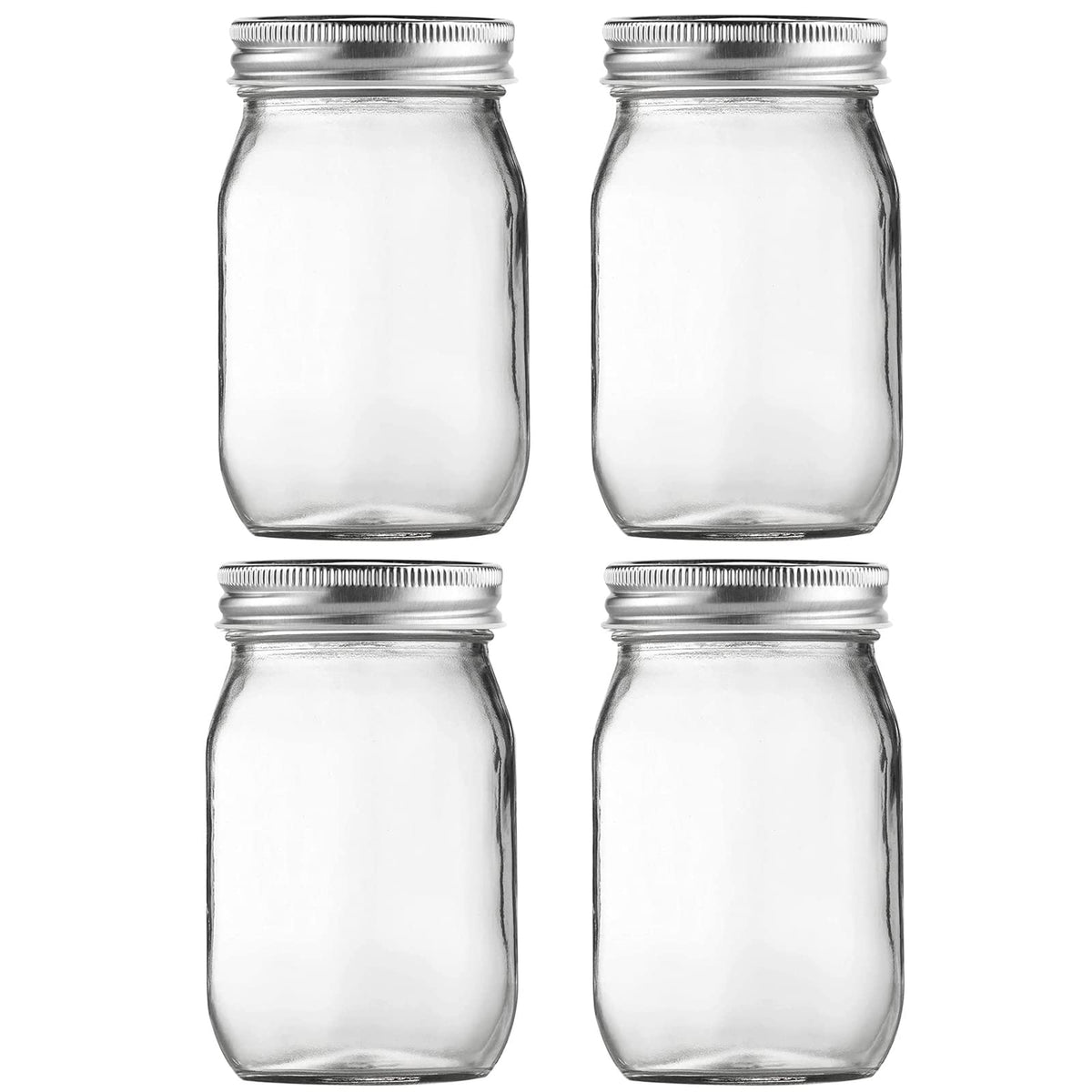 16oz Regular Mouth Glass Mason Jars with Airtight Lids, 4 Pack M174