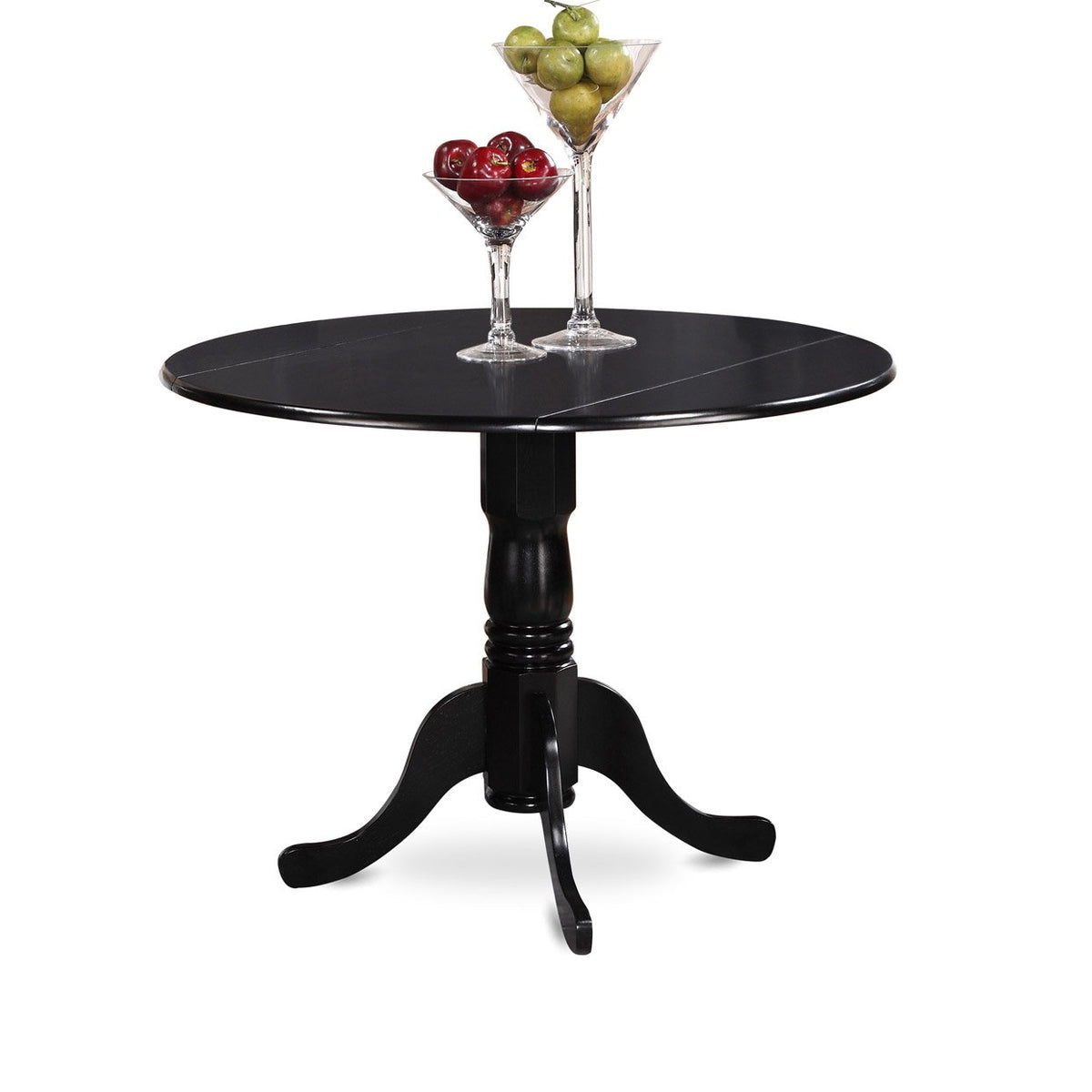 5 Piece Round Dining Table Set with Dropleaf and 4 Faux Leather Chairs Q953