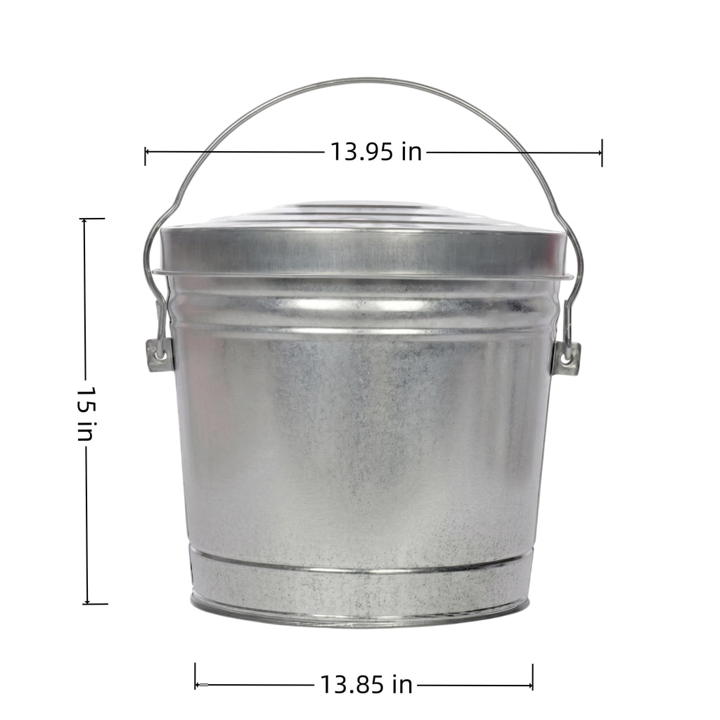 6 Gal Galvanized Steel Locking Lid Trash Can L490