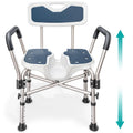 Blue Heavy Duty U-Shape Seat Shower Chair with Padded Armrests and Back A1371