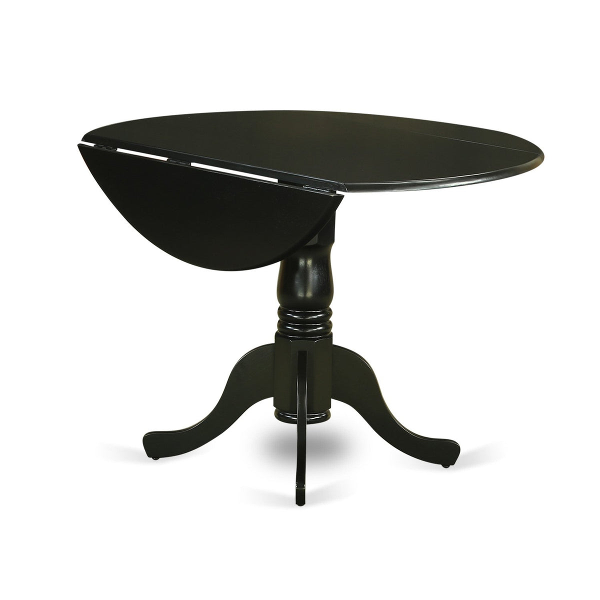 5 Piece Round Dining Table Set with Dropleaf and 4 Faux Leather Chairs Q953