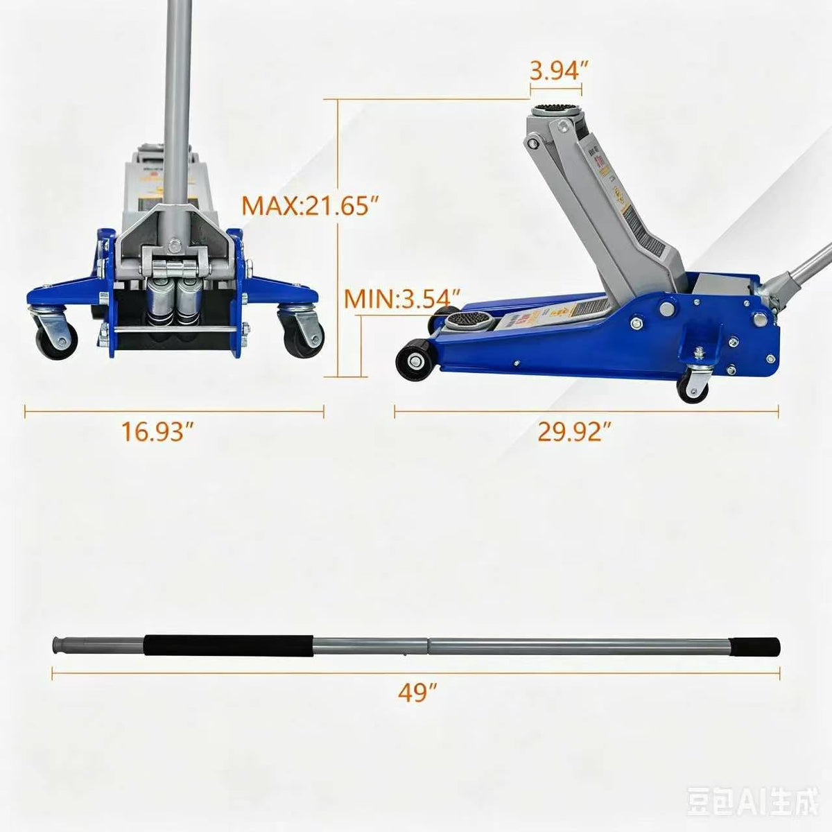 5Ton Low Profile Dual Piston Hydraulic Floor Jack F7199