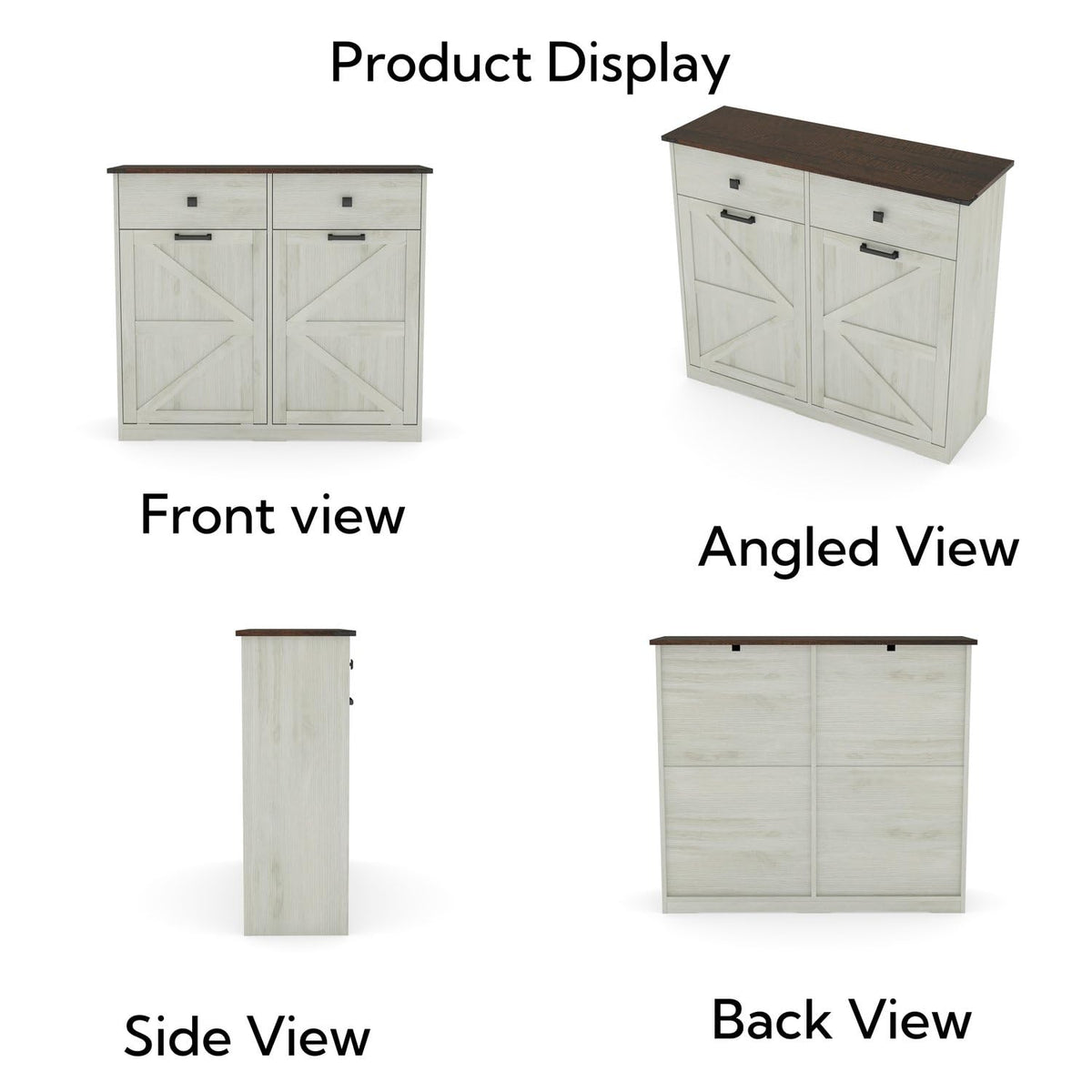 Brown and Antique White 20 Gallon Tilt-Out Trash Cabinet H810
