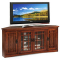 56" Corner TV Stand with Tempered Glass Doors and Adjustable Shelves O159826