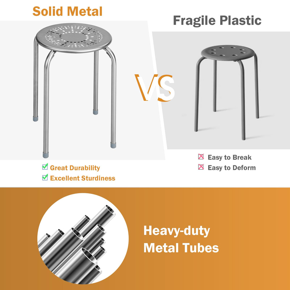 Grey 6 Pack Stackable Metal Stools X902522