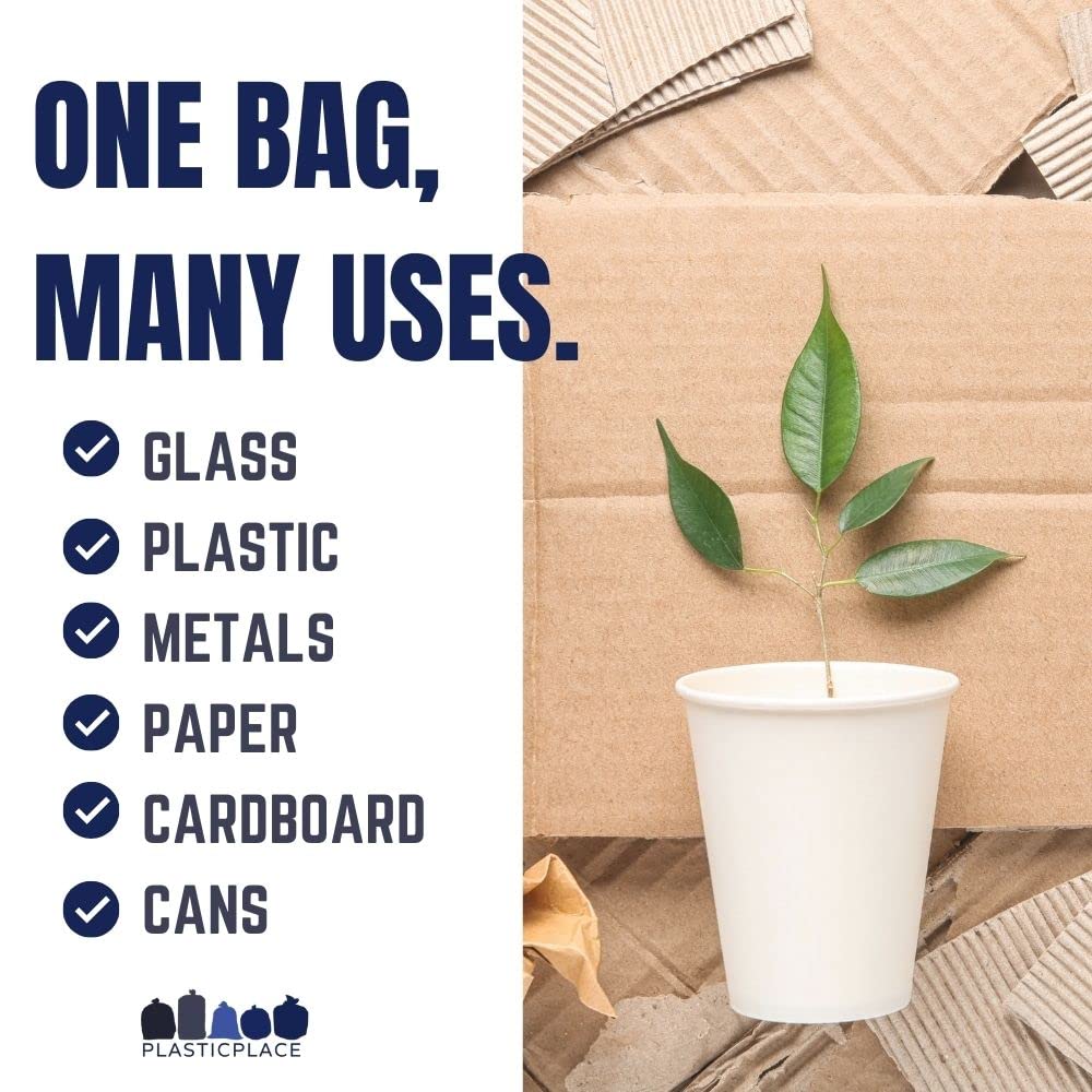 32-33 Gallon Blue Recycling Trash Bags, 100 Count D37988
