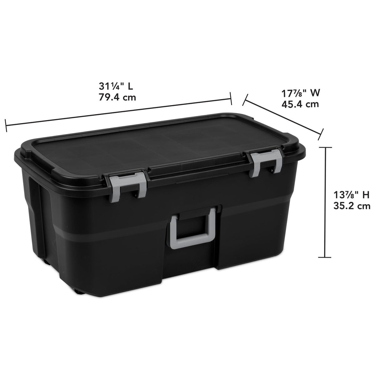 22 Gallon Black Wheeled Plastic Storage Trunk with Lockable Lid P78196