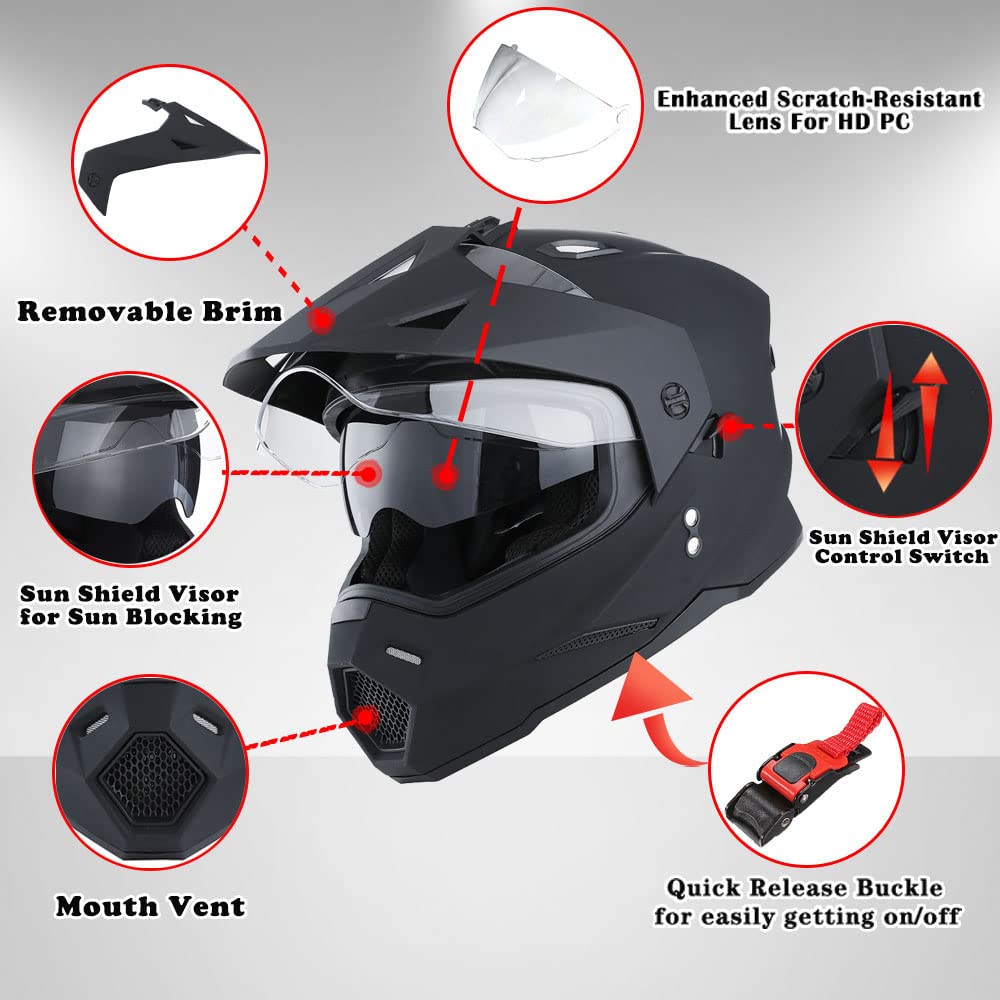 Dual Sport Motorcycle Full Face Helmet Dual Visor D7920