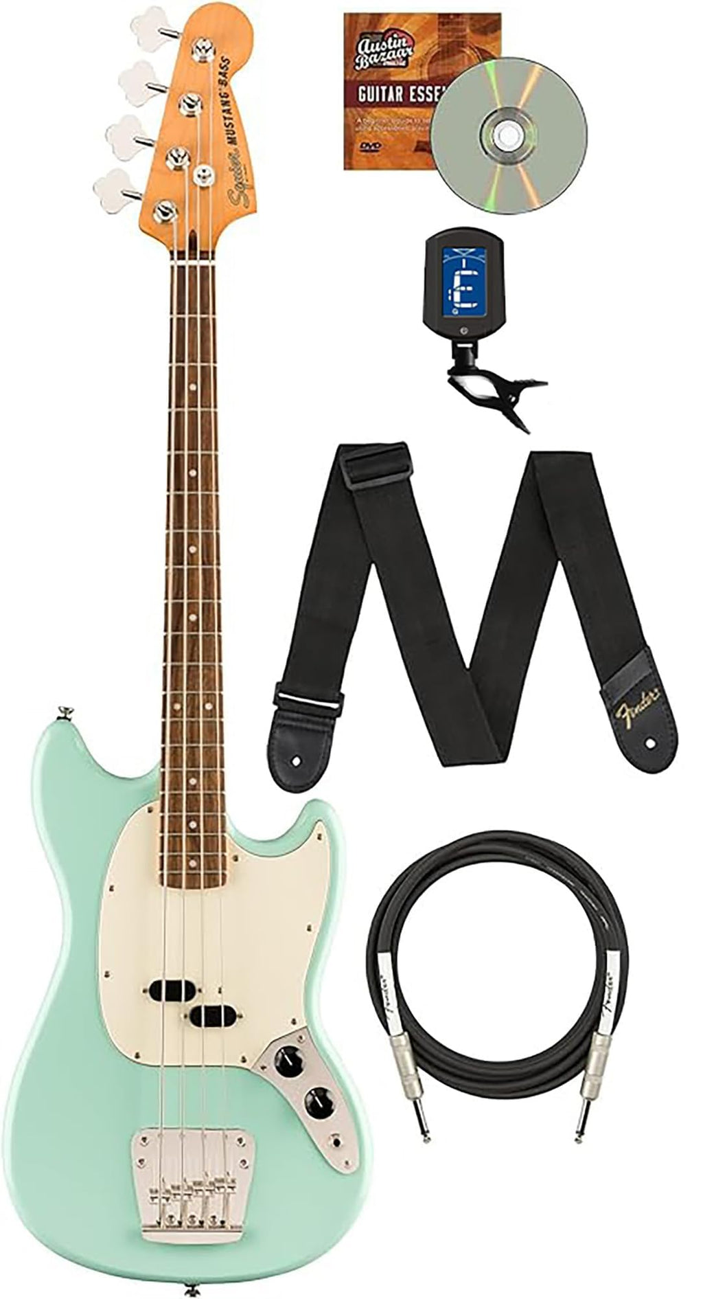 Surf Green Electric Bass Guitar with Instrument Cable, Tuner, Strap L102808