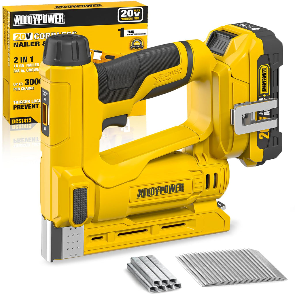 3/8'' Crown 18 Gauge 2 in 1 Cordless Brad Nailer/Electric Stapler with Battery & Charger N487