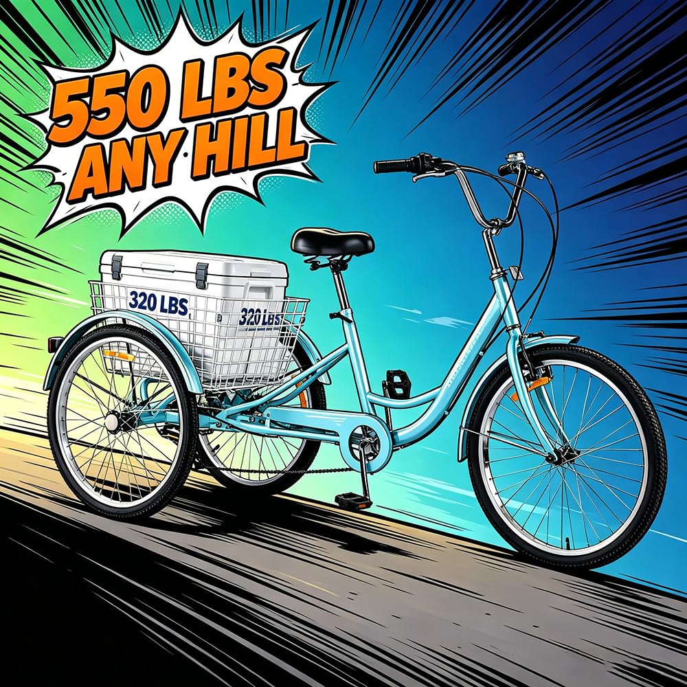 24 Inch 7 Speed Adult Tricycle with Rear Basket N4299