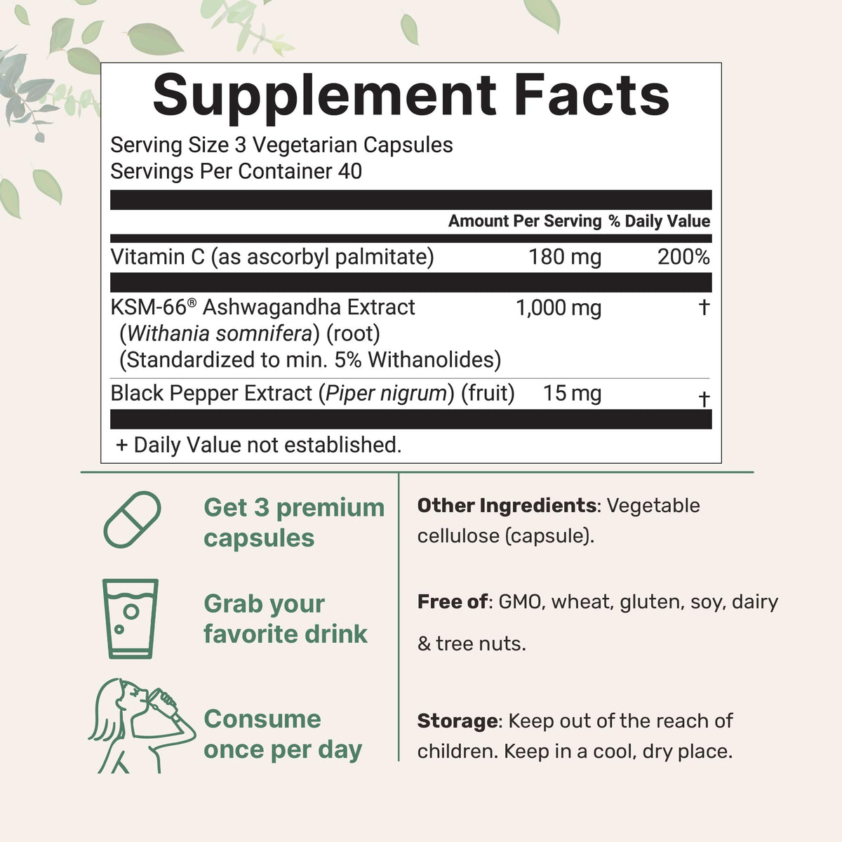 Ashwagandha 1,000mg 120 Veggie Capsules P7628
