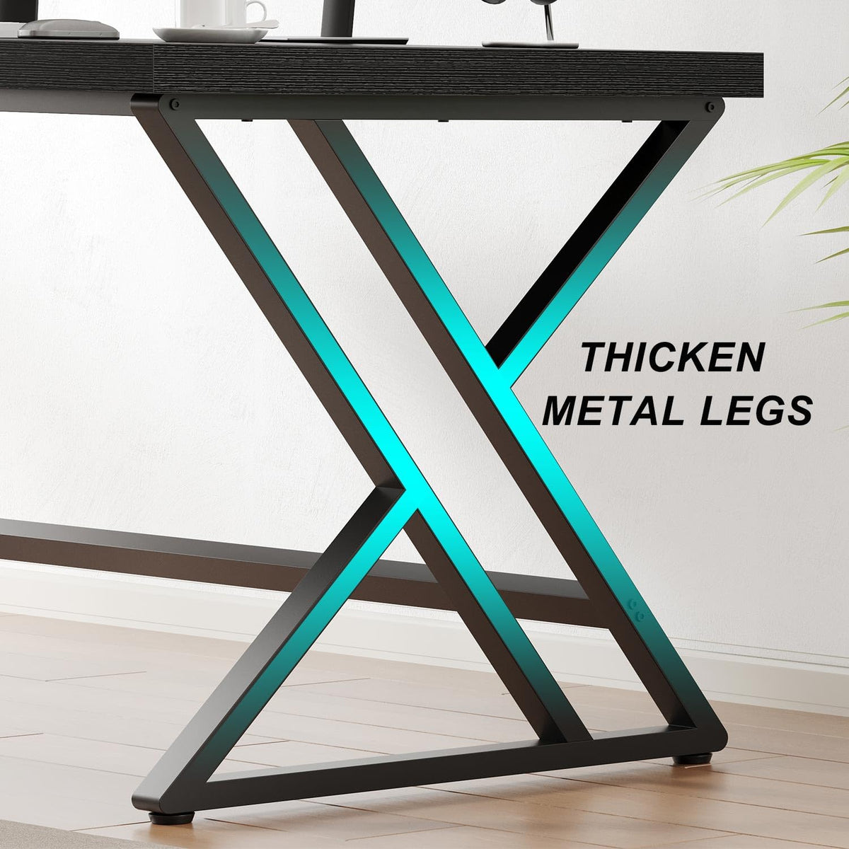 Black 47 Inch Metal and Wood Computer Desk X947590