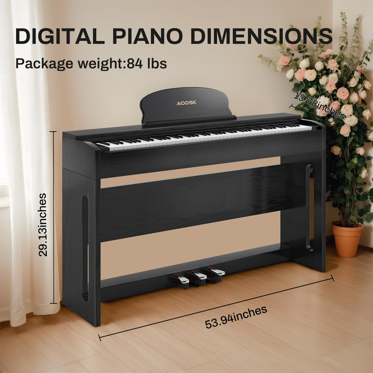 88-Key Digital Piano with Stand & Pedals A566