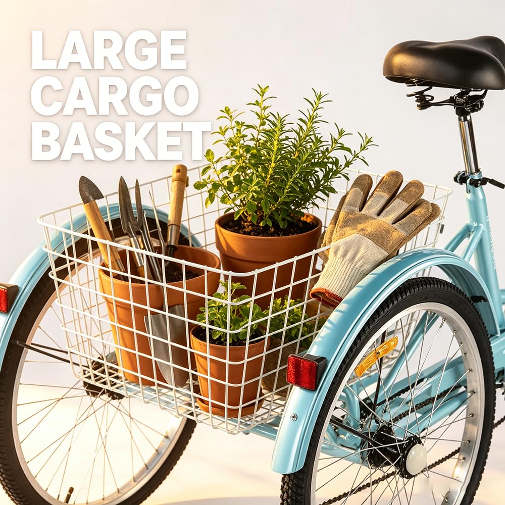 24 Inch 7 Speed Adult Tricycle with Rear Basket N4299