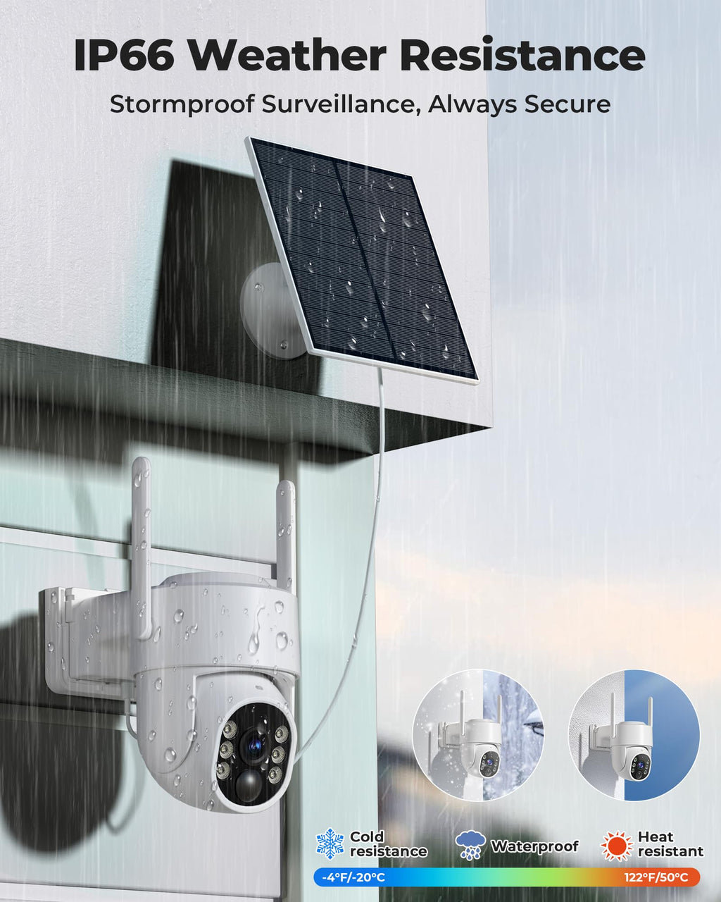 Wireless Outdoor Security Cameras 4MP Solar Powered 360°PTZ F490549