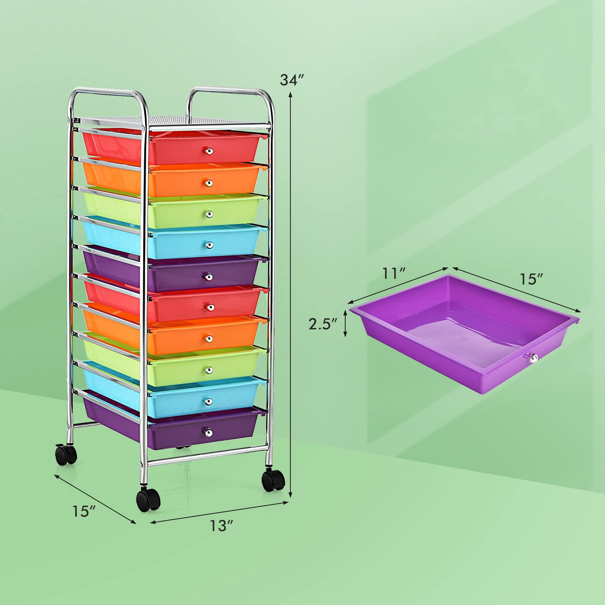 10 Drawer Rolling Storage Cart H619
