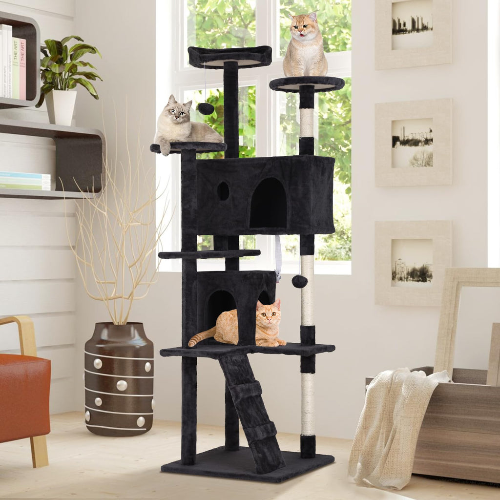 Dark Grey Multi-Level Cat Tree with Scratching Post K574