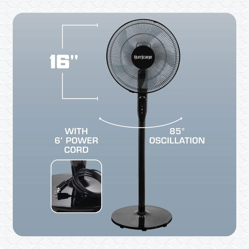 2 Pack Oscillating Pedestal Stand Fan, 12-Speed, 16", Black with Remote Control V9612