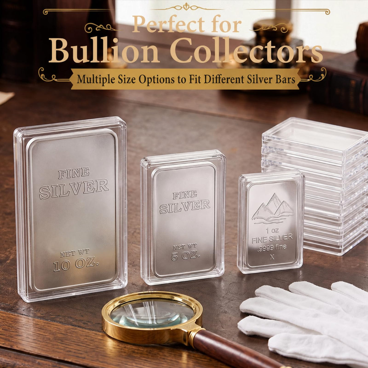 60 Pcs Silver Bar Holder Case A13152