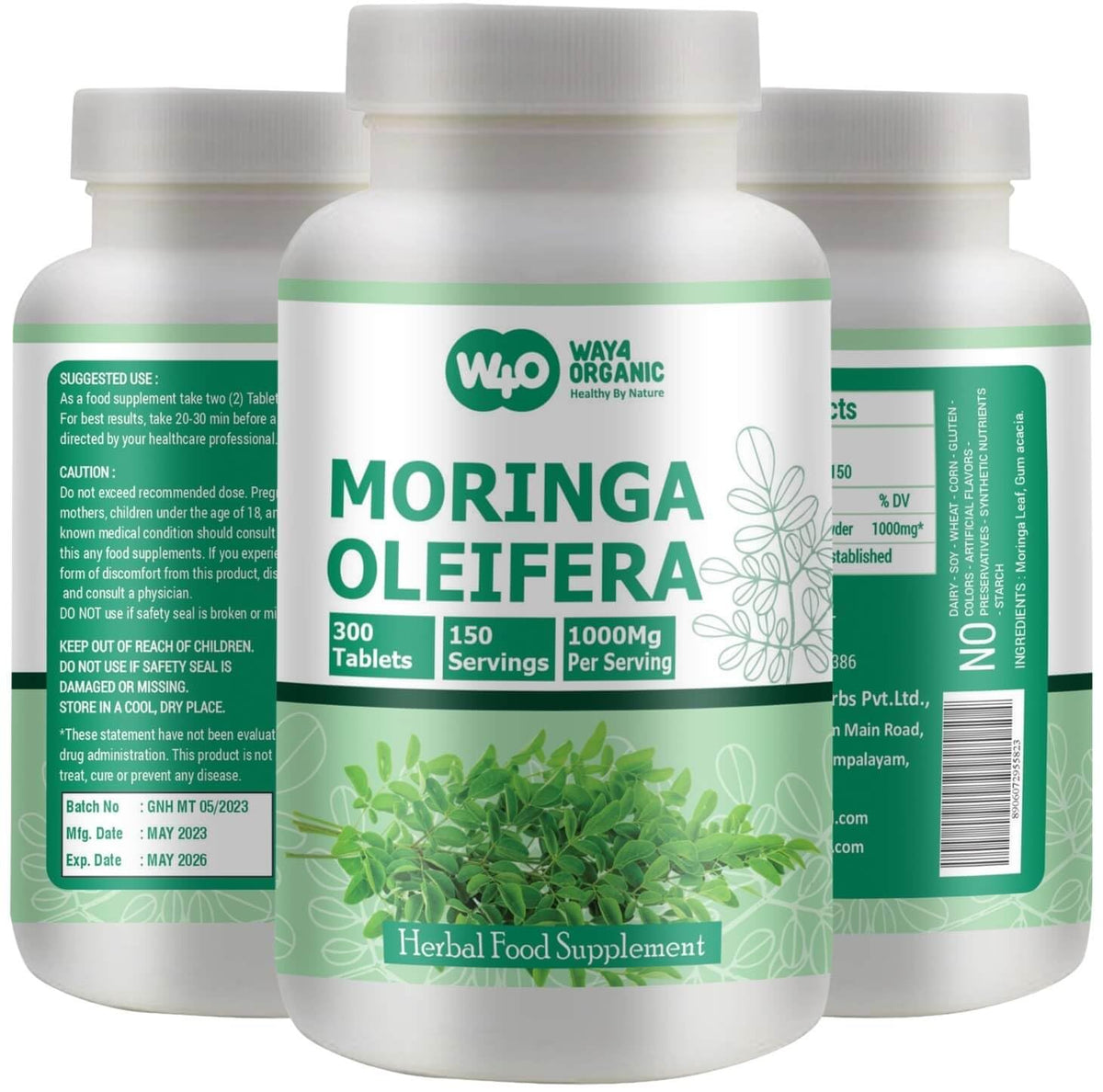 Moringa Leaf Powder Capsules 300 Pills V30695