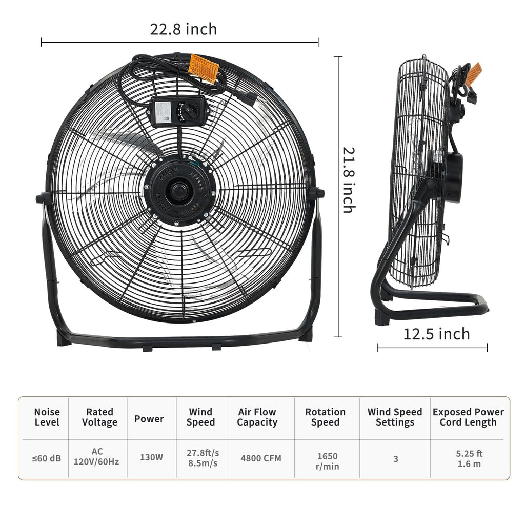 20 Inch 3 Speed High Velocity Industrial Floor Fan X6732