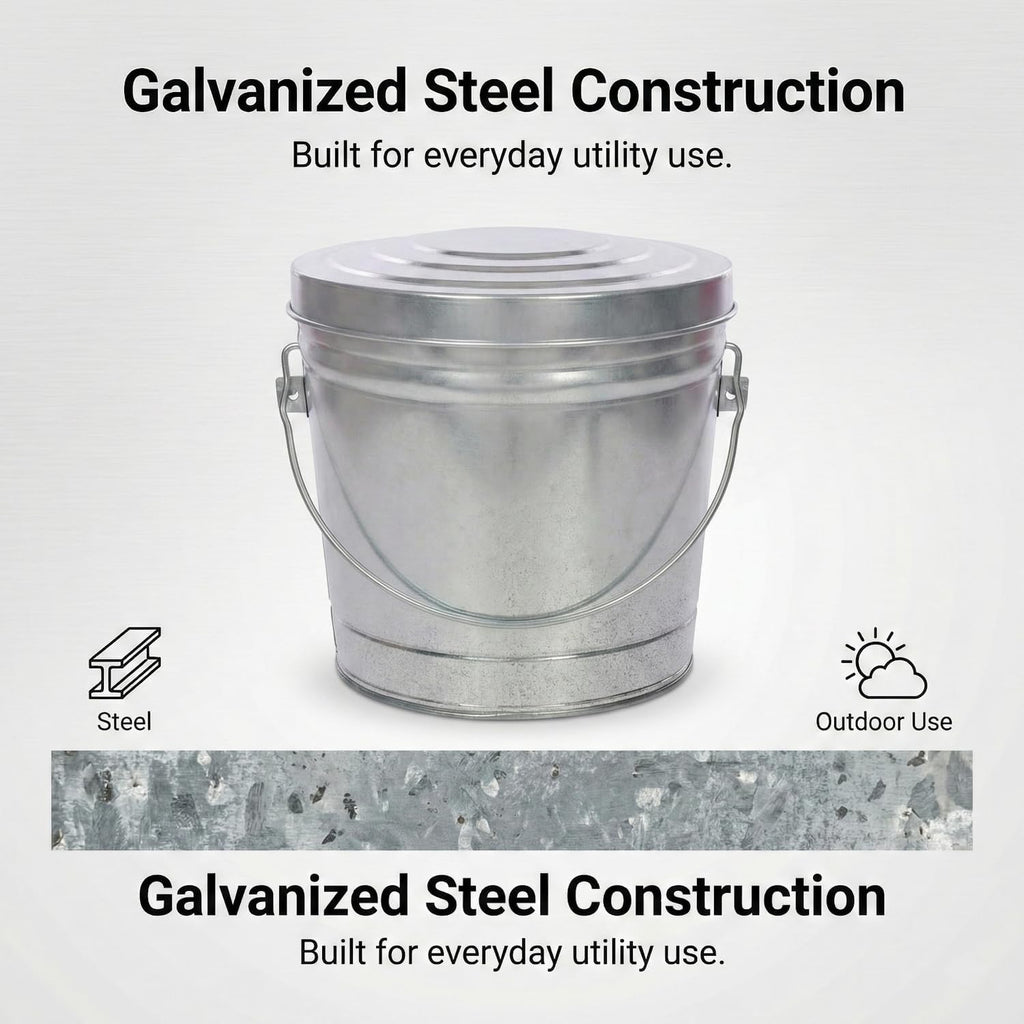 6 Gal Galvanized Steel Locking Lid Trash Can L490