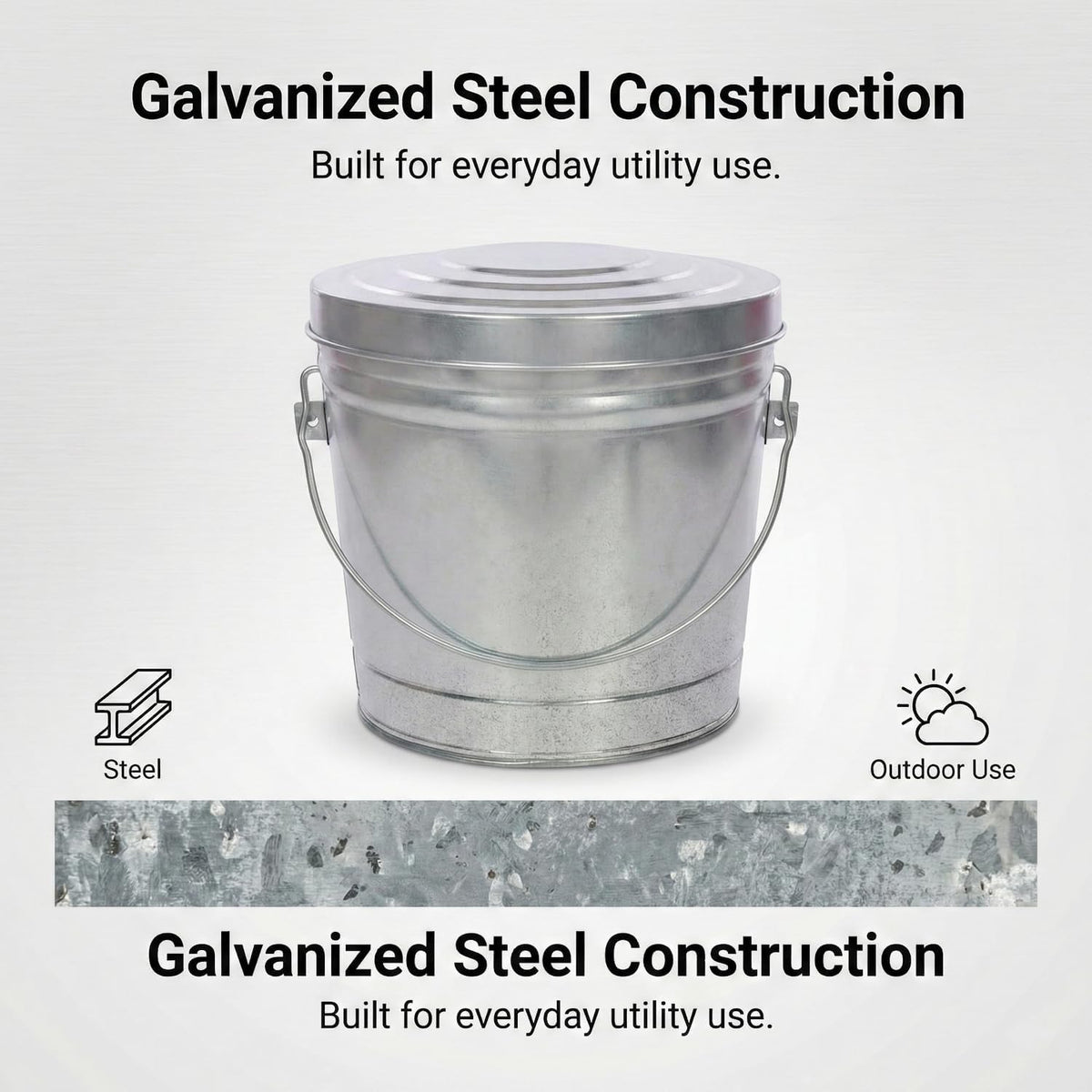 6 Gal Galvanized Steel Locking Lid Trash Can L490