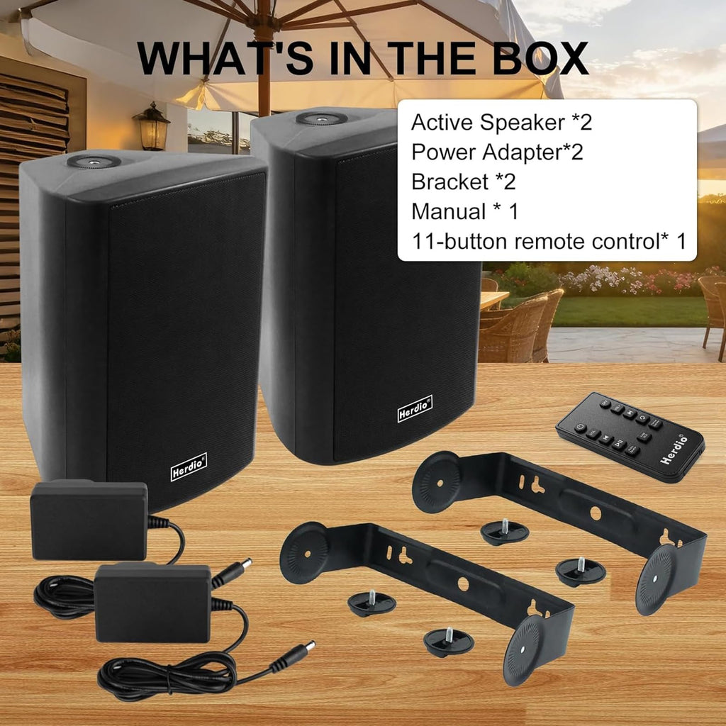 5.25" 300W Bluetooth Outdoor Speakers IPX5 Waterproof Black 2-Pack I30956
