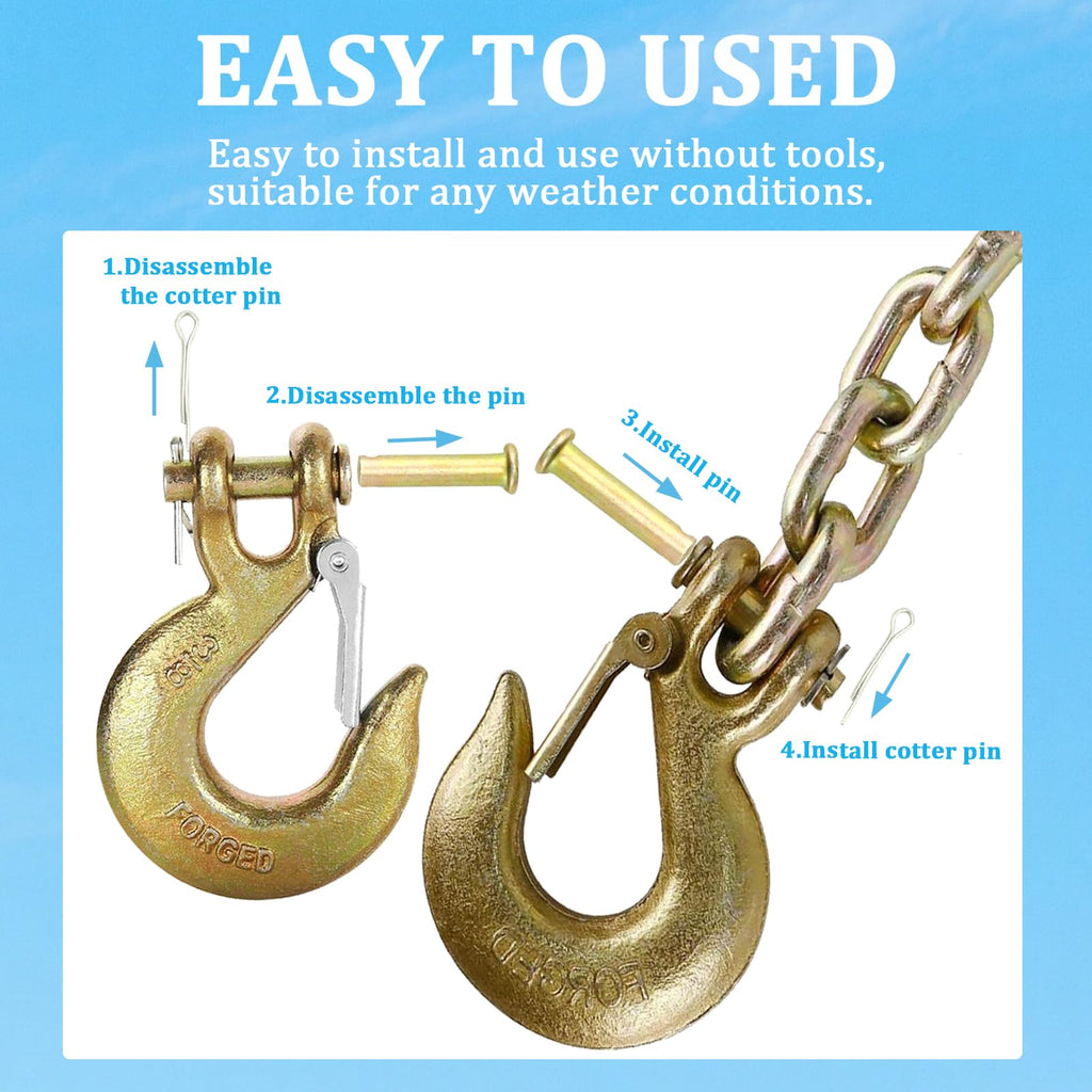 2 Pack 3/8" Heavy Duty Clevis Slip Hook with Safety Latch Q172869