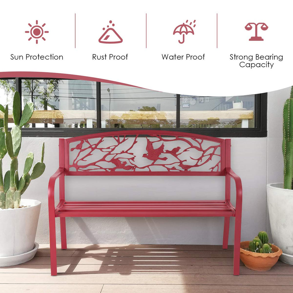 50" Outdoor Bench with Cast Iron Backrest K276812