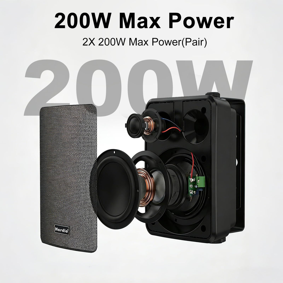 5.25" 300W Bluetooth Outdoor Speakers IPX5 Waterproof Black 2-Pack I30956