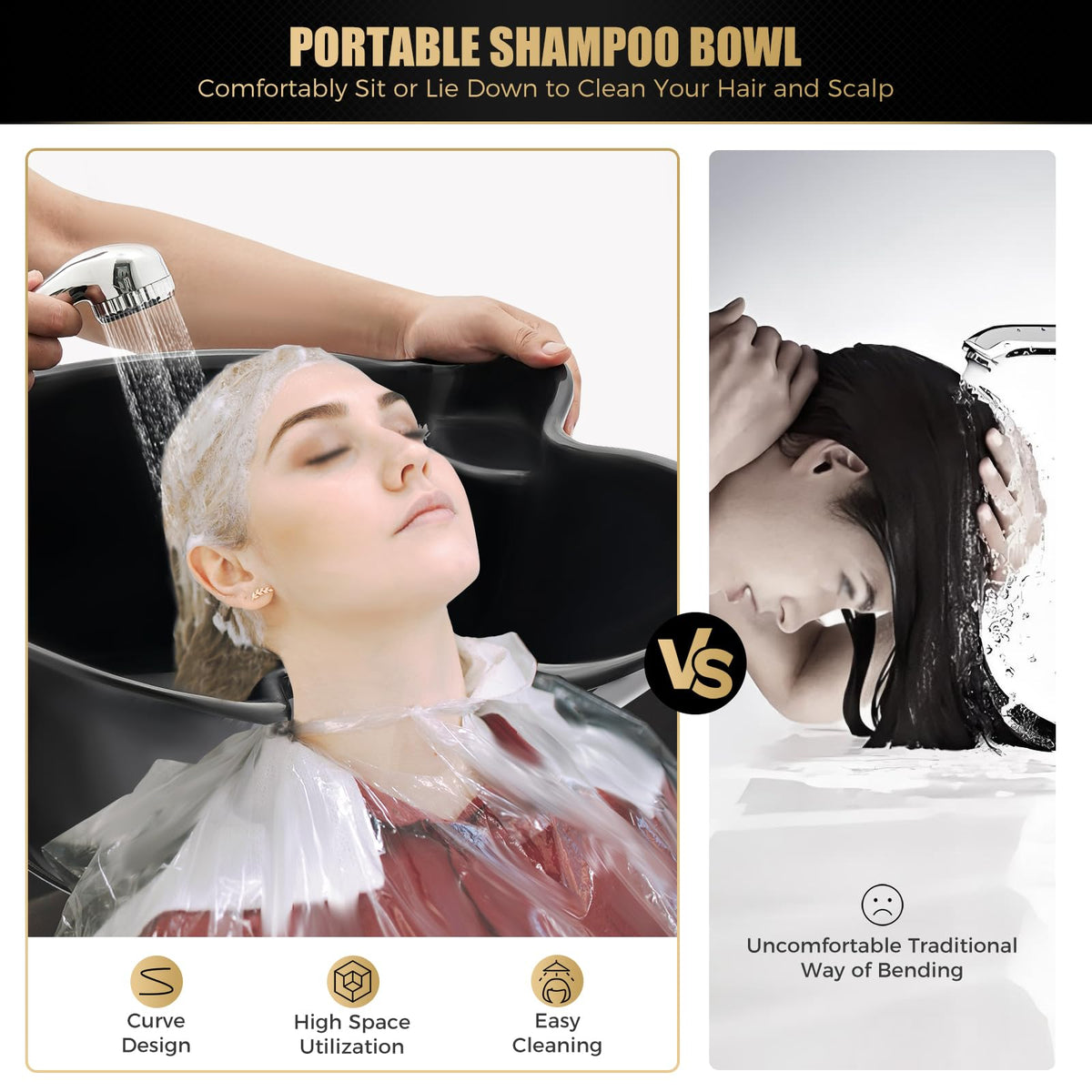 Portable Shampoo Bowl with Electric Pump, Height Adjustable Hair Washing Station F94433