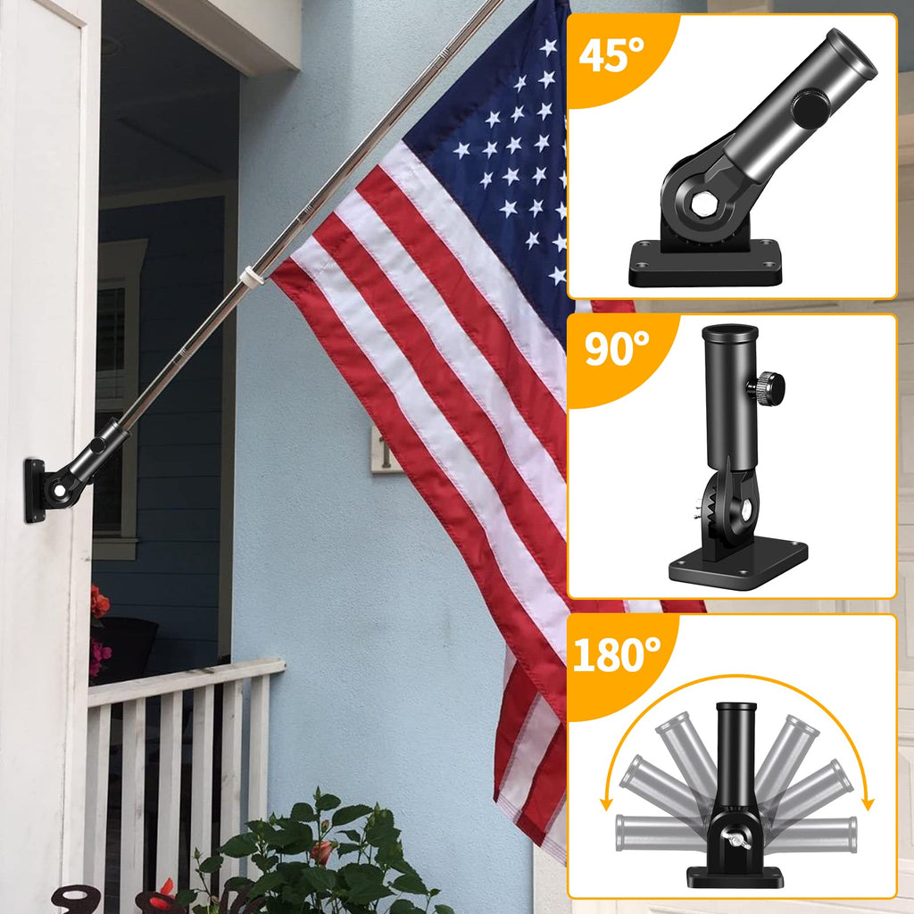Black 7 FT Stainless Steel Flagpole Kit S3328