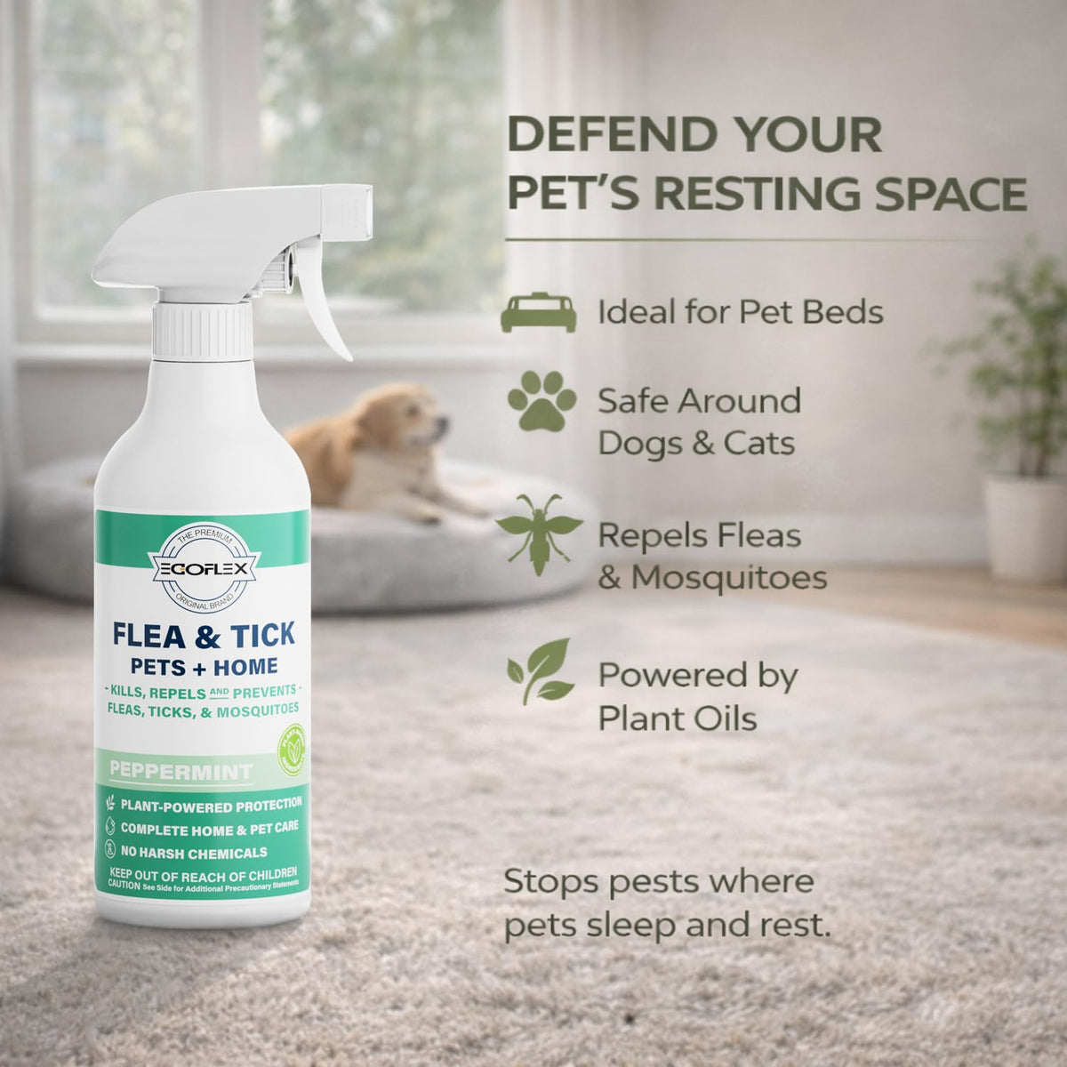 Plant-Based Flea Spray with Peppermint Scent 16oz T61244