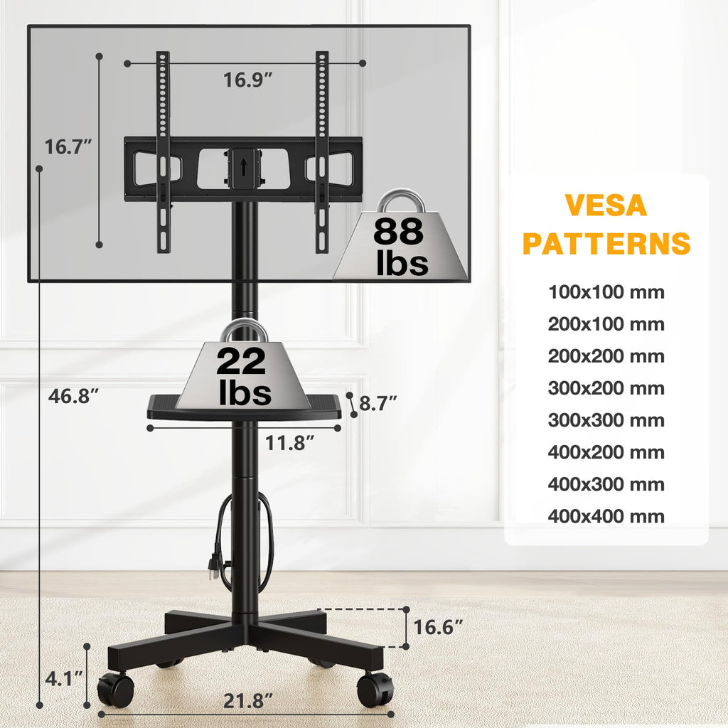 Mobile TV Stand with Power Outlet for 23-65 Inch TVs W617090
