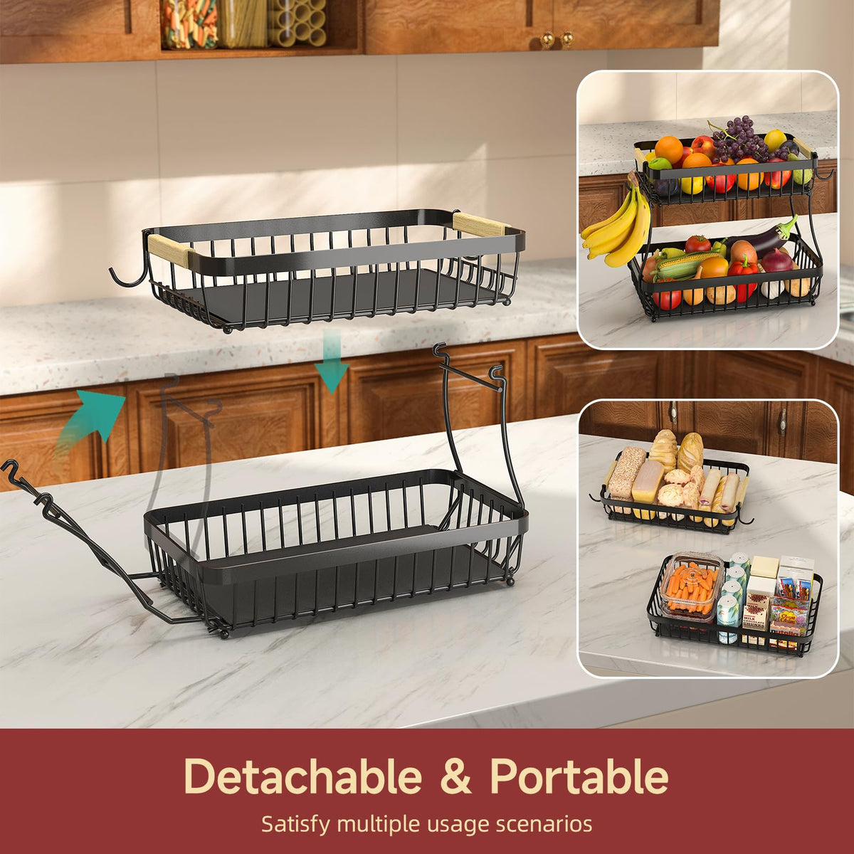 3-Tier Detachable Metal Fruit Basket D540