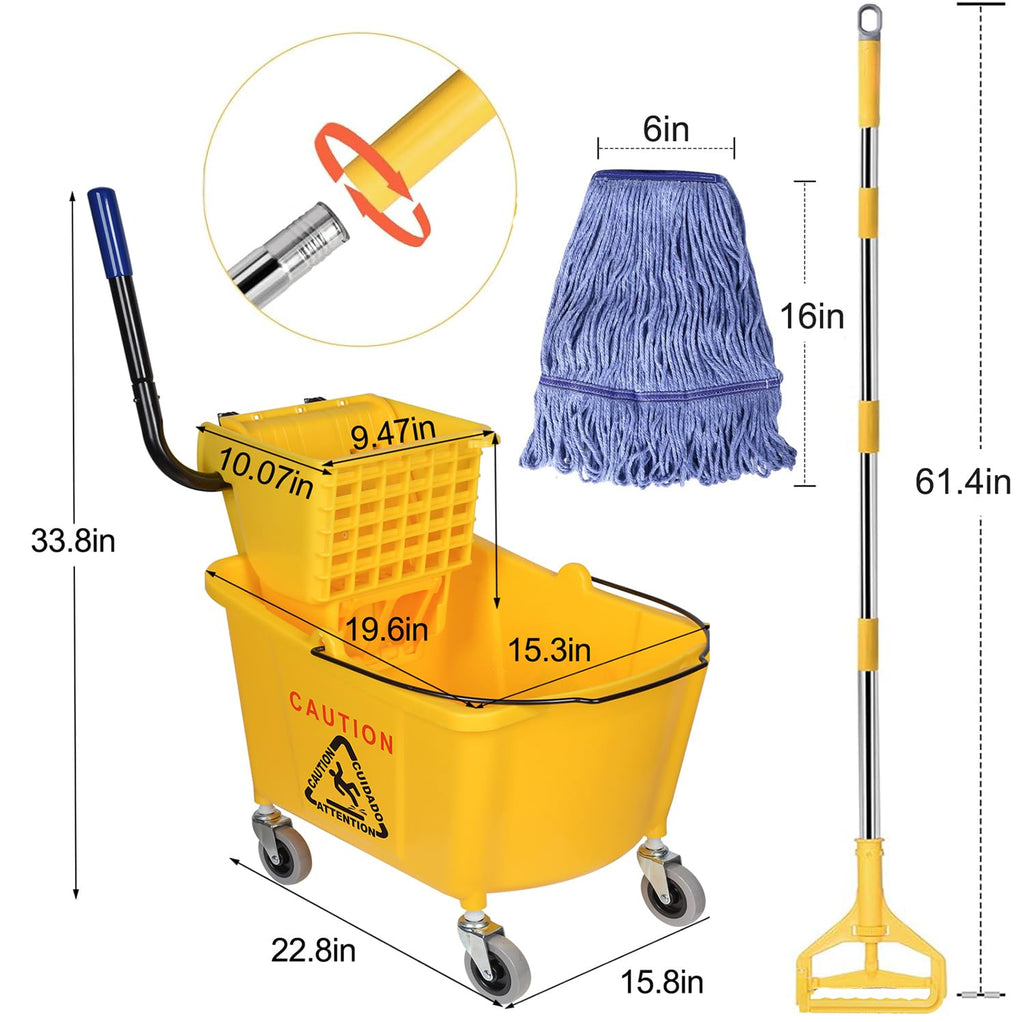 Commercial Mop Bucket on Wheels, 35 Quart R223